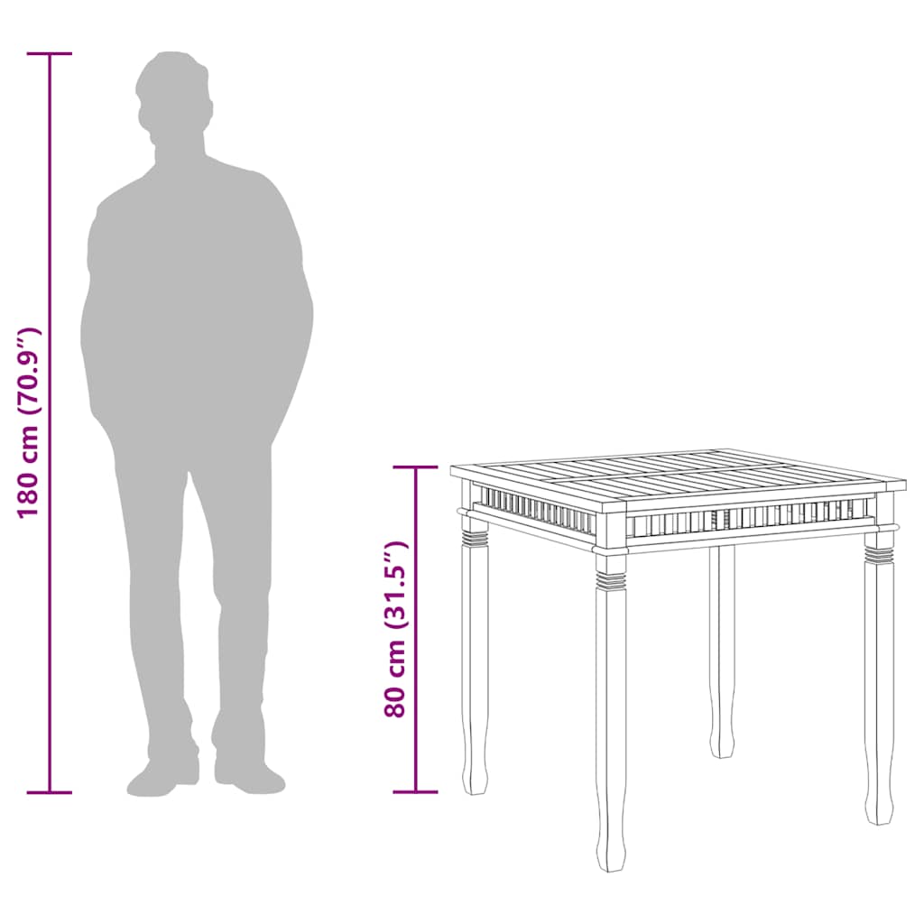 Tavolo da Pranzo per Giardino 80x80x80 cm in Massello di Teak