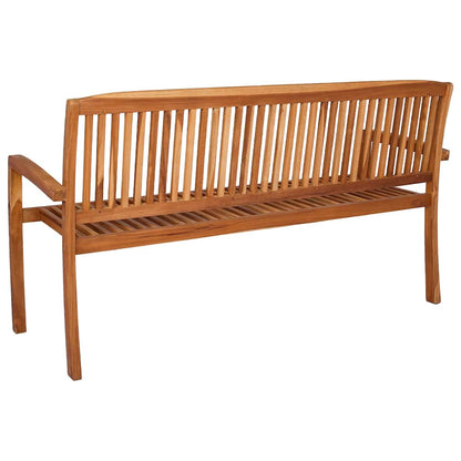 Panchina Giardino Impilabile 3 Posti 159 cm Legno Massello Teak