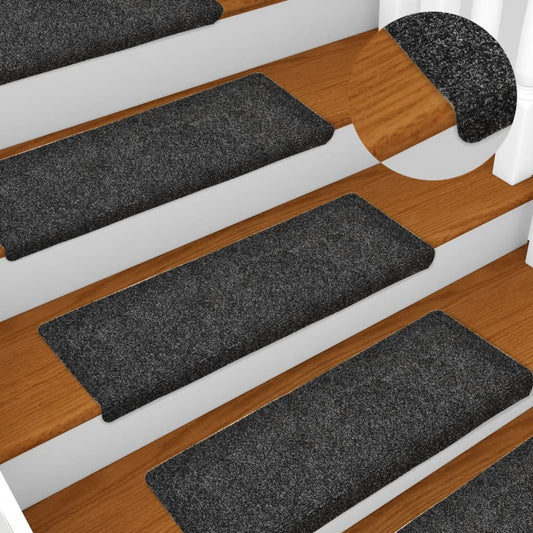 Tappetini per scale autoadesivi 15 pz 65x21x4 cm grigio bordo rettangolare - homemem39
