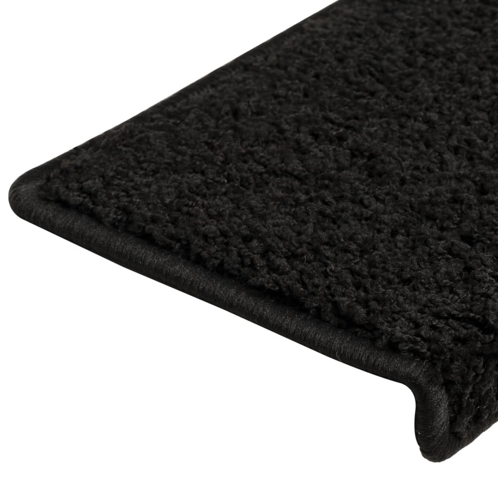 Tappetini per scale 15 pz 65x21x4 cm Nero Bordo rettangolare