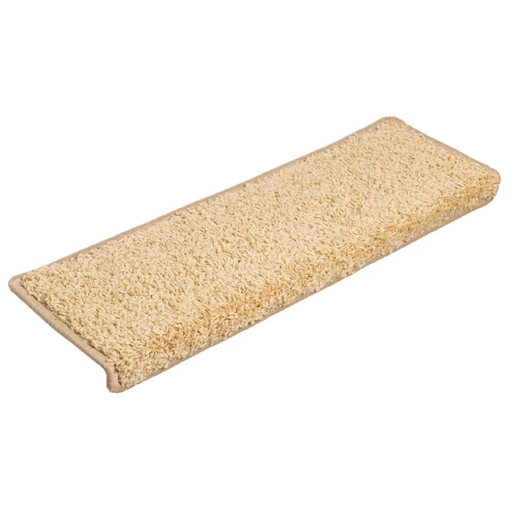Tappetini per scale 15 pz 65x21x4 cm Crema Bordo rettangolare - homemem39