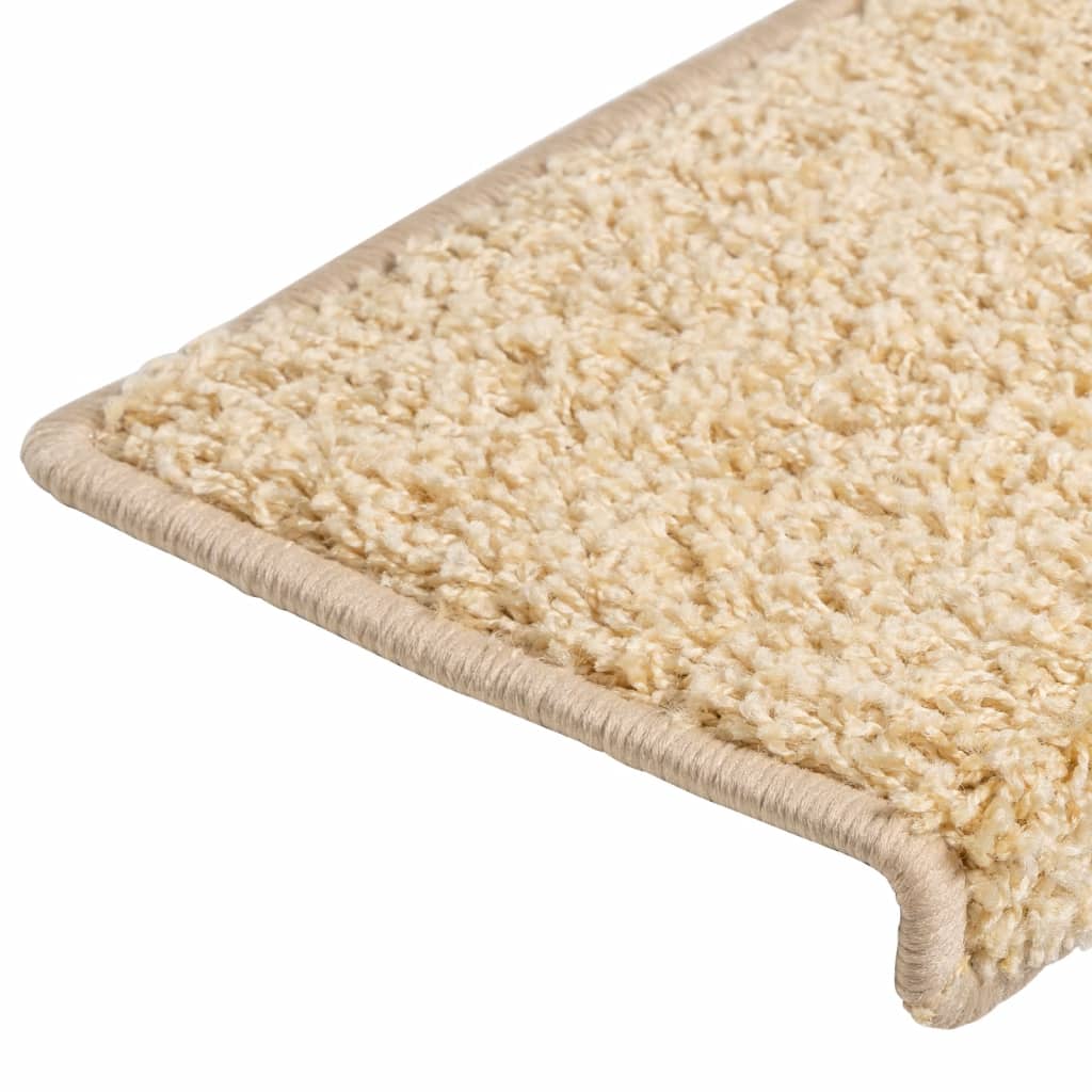 Tappetini per scale 15 pz 65x21x4 cm Crema Bordo rettangolare - homemem39