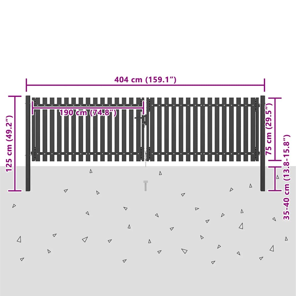 Cancello per Recinzione da Giardino in Acciaio 400x75 cm Antracite | homemem39