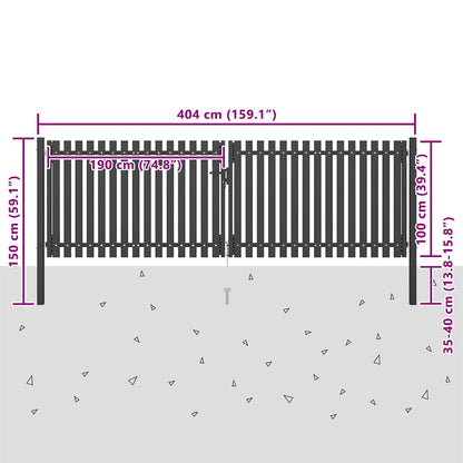 Cancello per Recinzione da Giardino in Acciaio 400x100 cm Antracite | homemem39