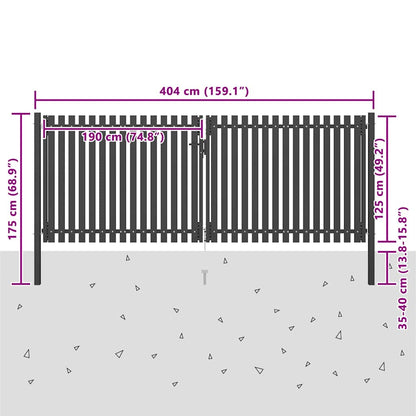 Cancello per Recinzione da Giardino in Acciaio 400x125 cm Antracite | homemem39