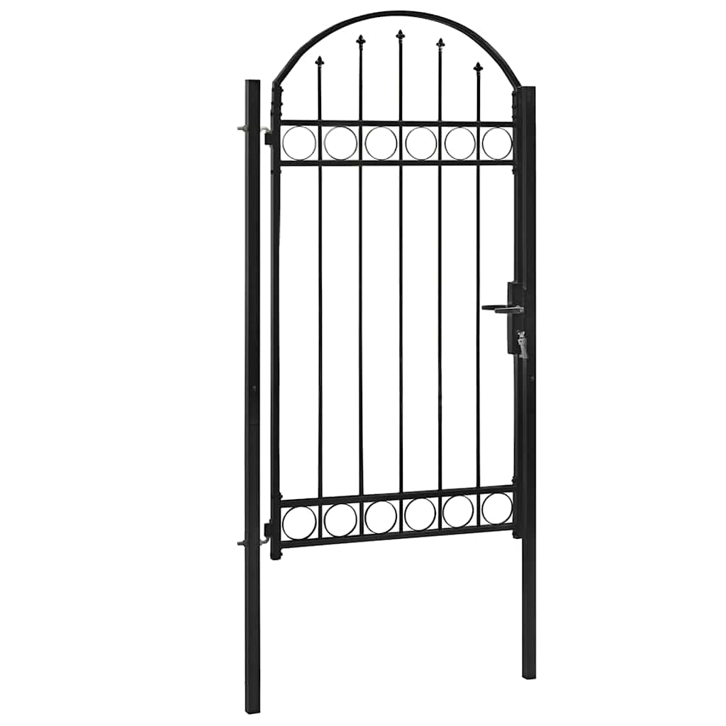 Cancello per recinzione ASSEN con parte superiore ad arco in acciaio 102x200 cm Nero | homemem39