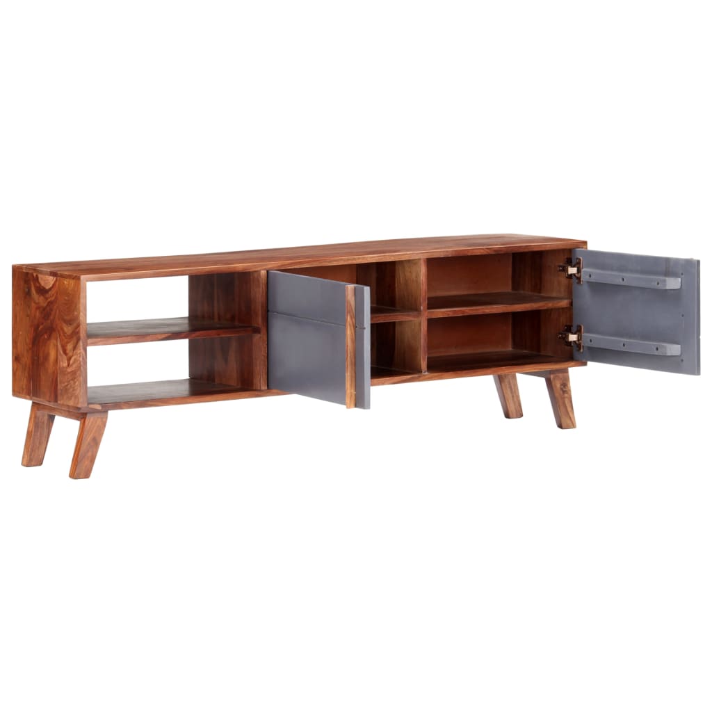 Mobile Porta TV Grigio 140x30x45 cm in Legno Massello - homemem39