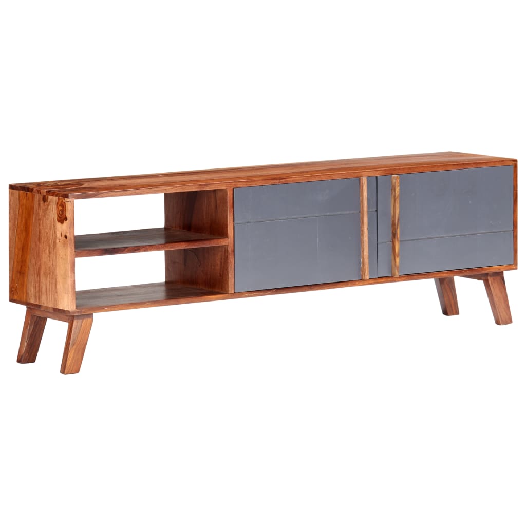 Mobile Porta TV Grigio 140x30x45 cm in Legno Massello | homemem39