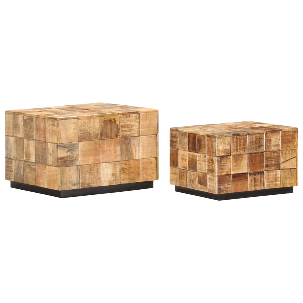 Tavolini da Salotto 2 pz a Blocchi Legno di Mango Grezzo | homemem39