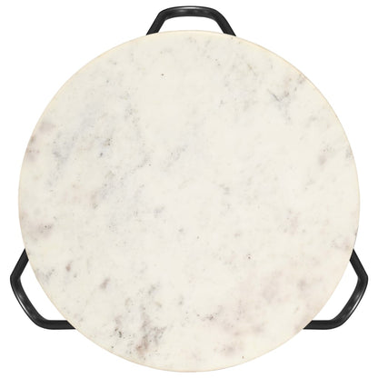 Tavolino da Salotto Bianco 40x40x40cm Pietra Vera Testura Marmo | homemem39