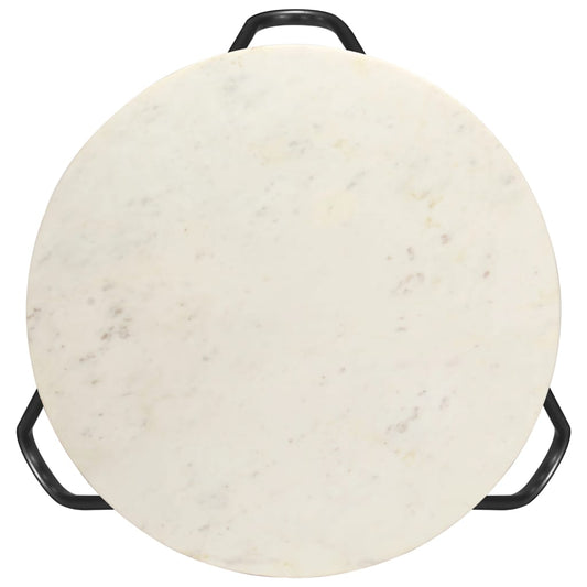 Tavolino da Salotto Bianco 65x65x42cm Pietra Vera Testura Marmo | homemem39