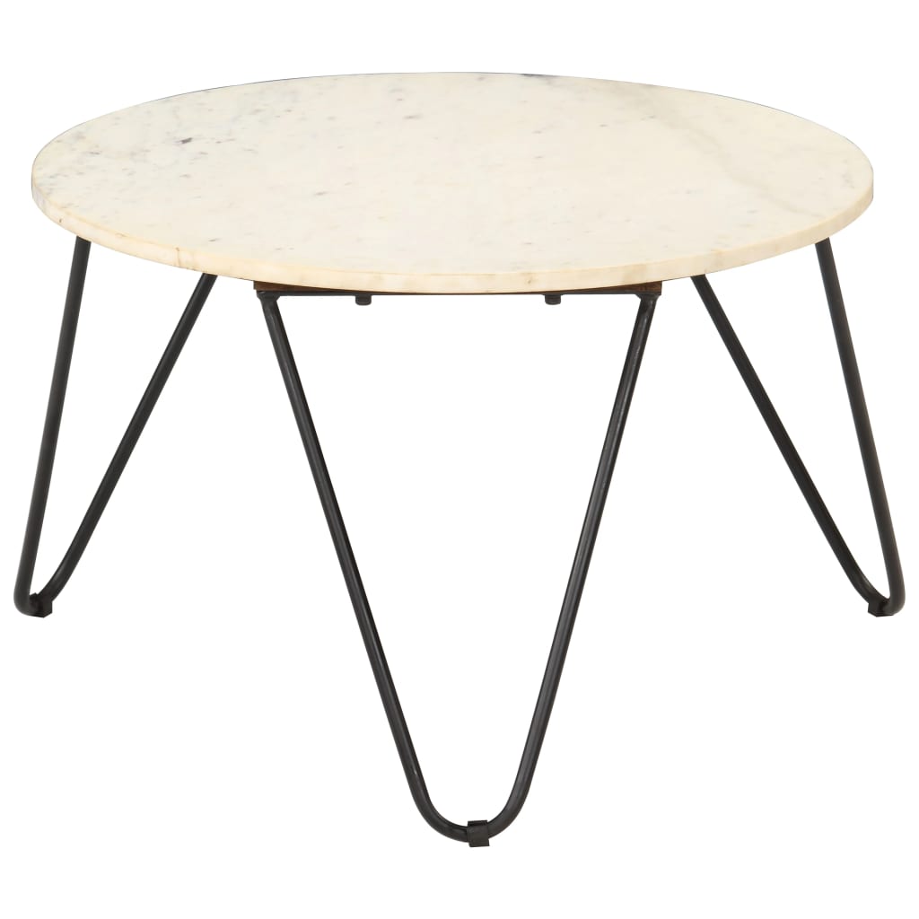 Tavolino da Salotto Bianco 65x65x42cm Pietra Vera Testura Marmo | homemem39