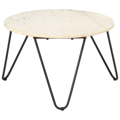 Tavolino da Salotto Bianco 65x65x42cm Pietra Vera Testura Marmo | homemem39