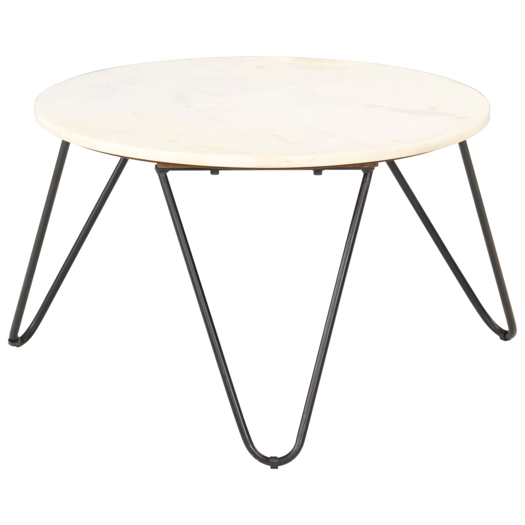 Tavolino da Salotto Bianco 65x65x42cm Pietra Vera Testura Marmo | homemem39