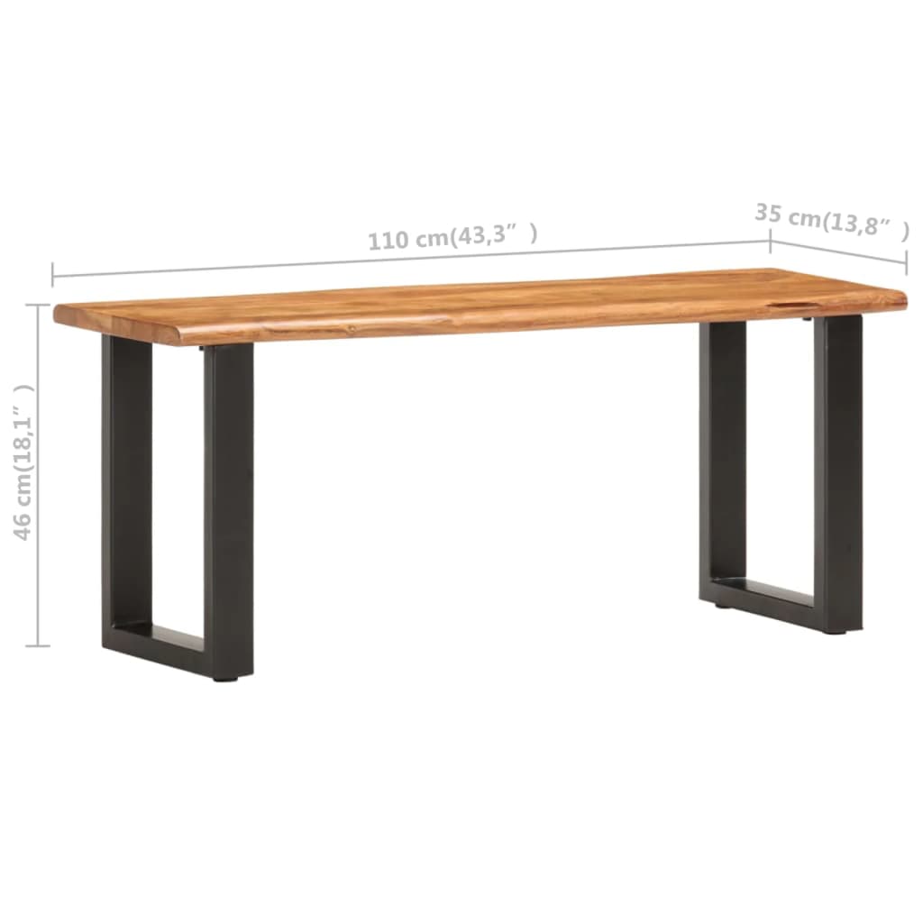 Panca con Bordi Vivi 110 cm in Legno Massello Acacia e Acciaio - homemem39