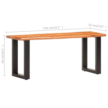 Panca con Bordi Vivi 110 cm in Legno Massello Acacia e Acciaio