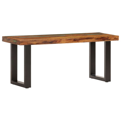 Panca 110 cm in Legno Massello di Recupero e Acciaio | homemem39