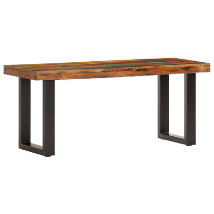 Panca 110 cm in Legno Massello di Recupero e Acciaio | homemem39