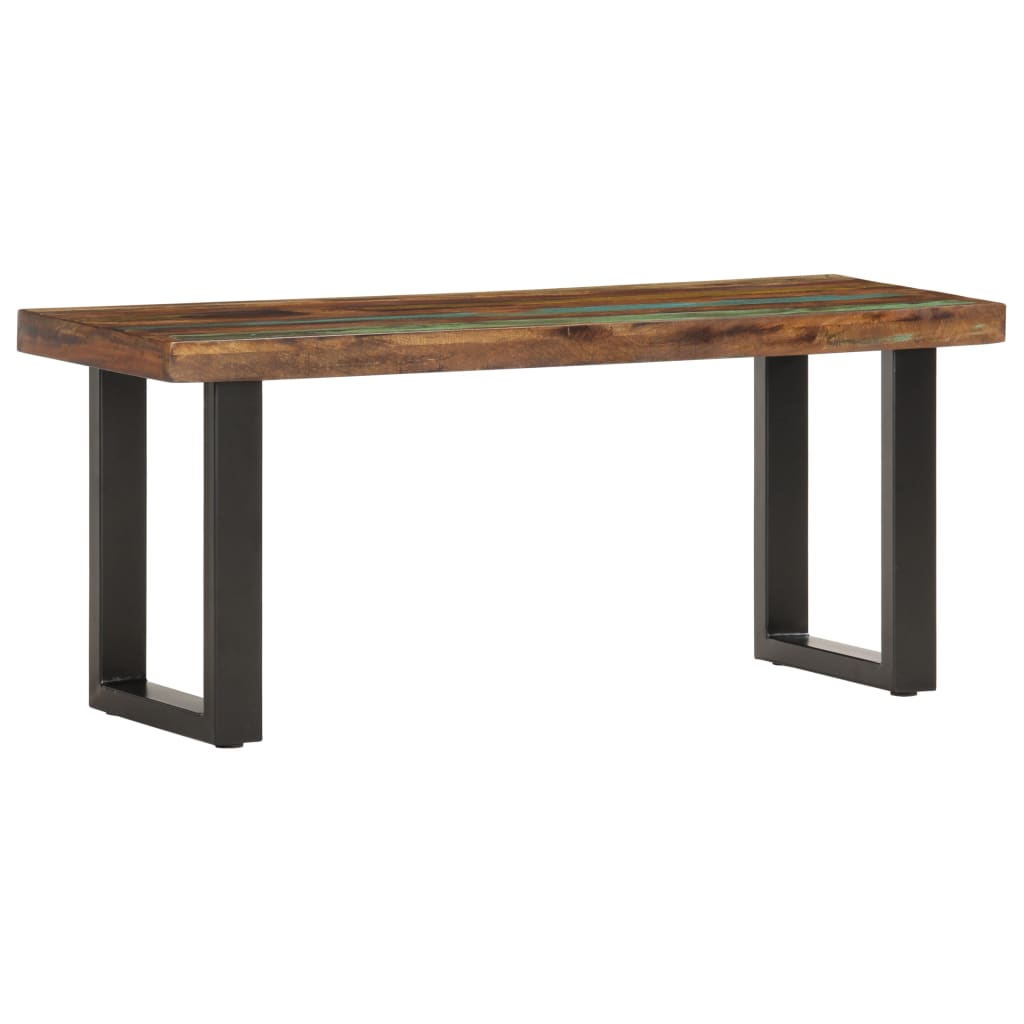 Panca 110 cm in Legno Massello di Recupero e Acciaio | homemem39