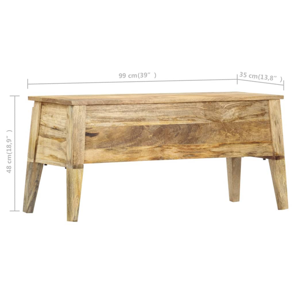 Cassa Portaoggetti 99x35x48 cm in Legno Massello di Mango - homemem39