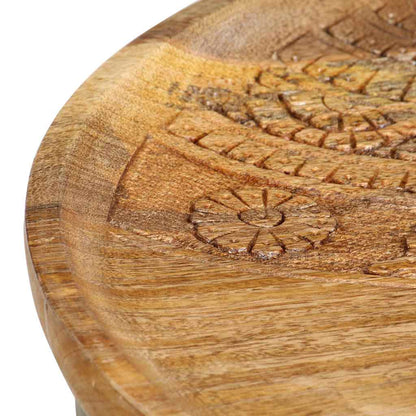 Tavolini Rotondi 2 pz in Legno Massello di Mango e Acciaio