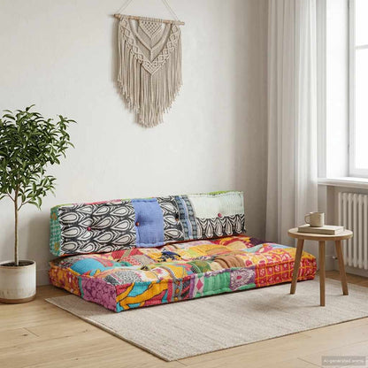 Cuscino per Divani Pallet Multicolore in Tessuto Patchwork
