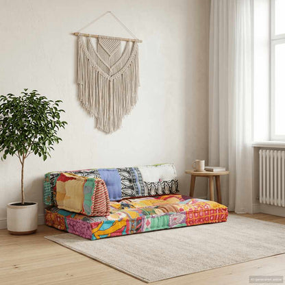 Cuscino per Divani Pallet Multicolore in Tessuto Patchwork