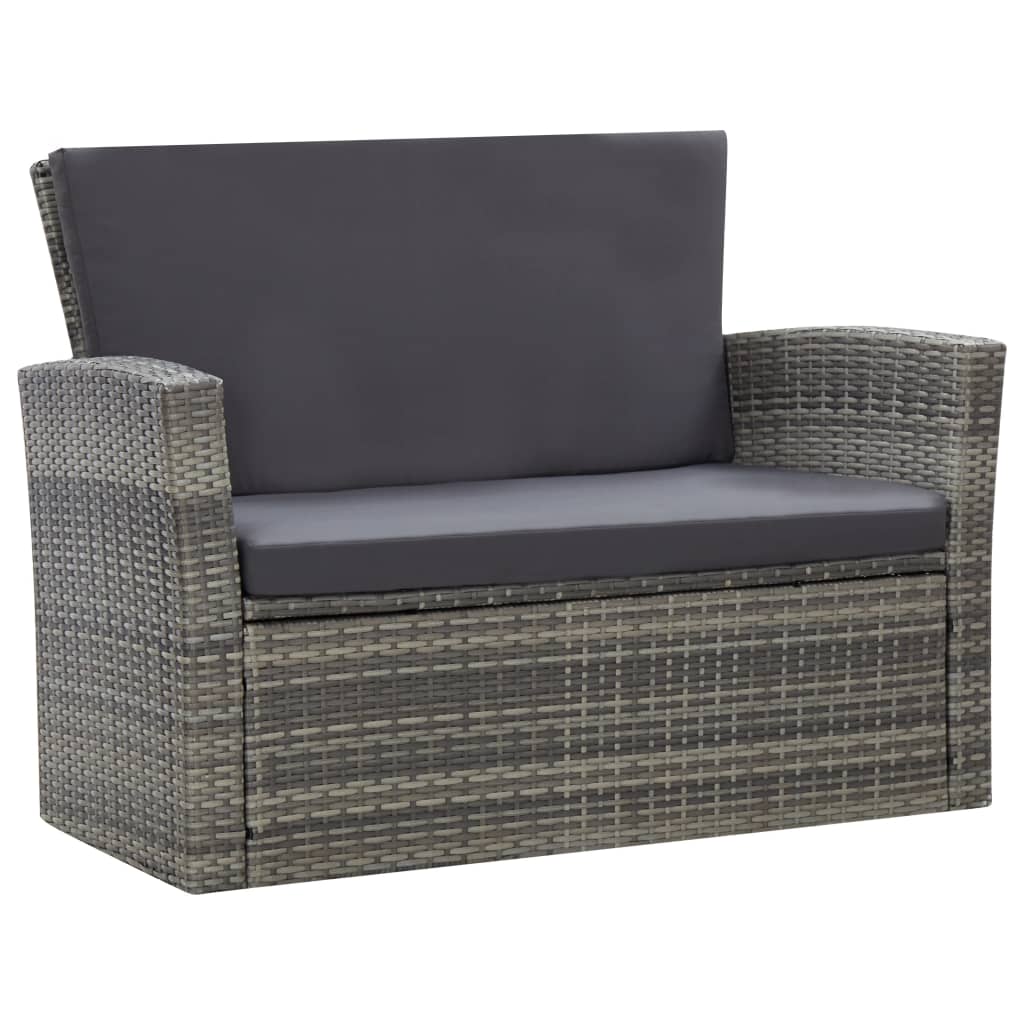 Set Divani da Giardino 4 pz con Cuscini in Polyrattan Grigio | homemem39