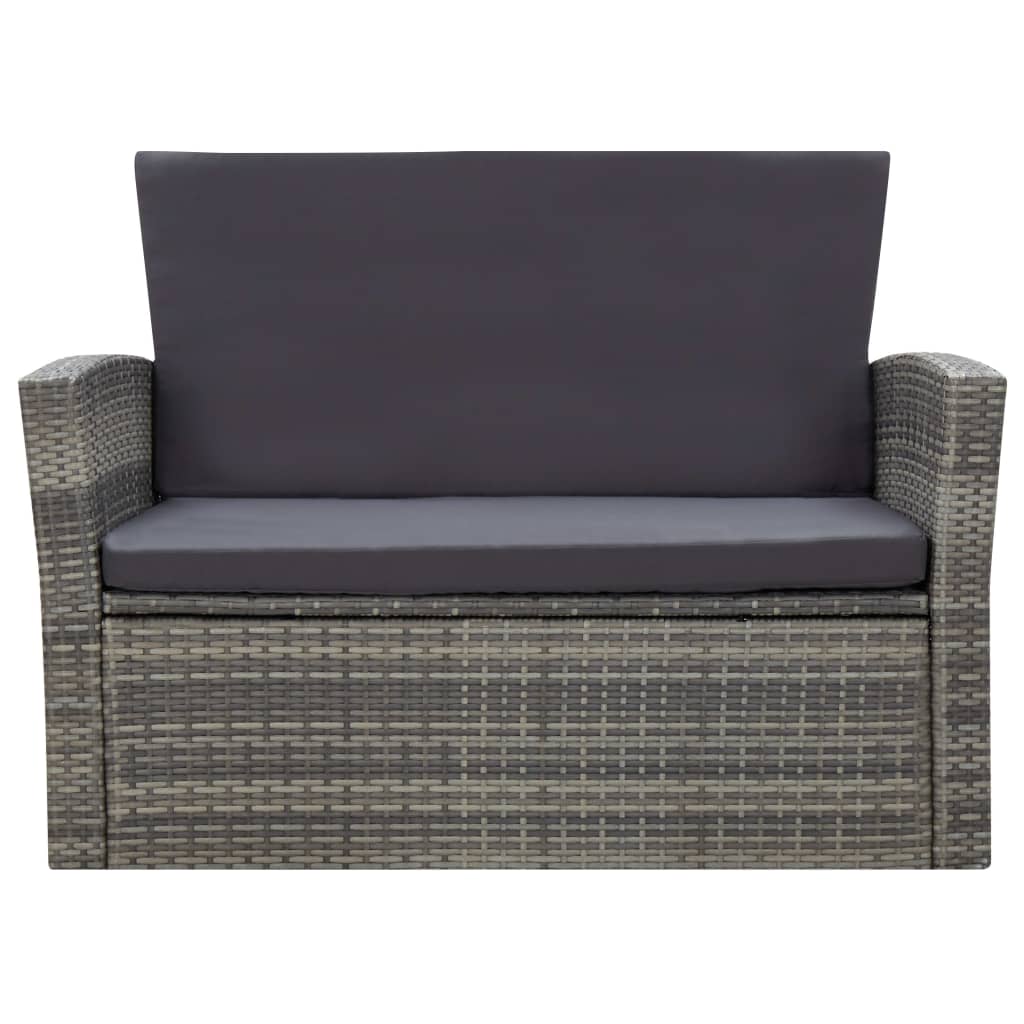 Set Divani da Giardino 4 pz con Cuscini in Polyrattan Grigio | homemem39