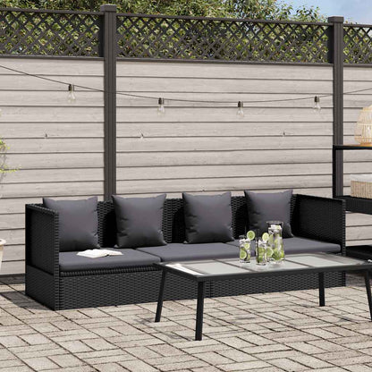 Garden Lounger with Black Polyrattan Cushions