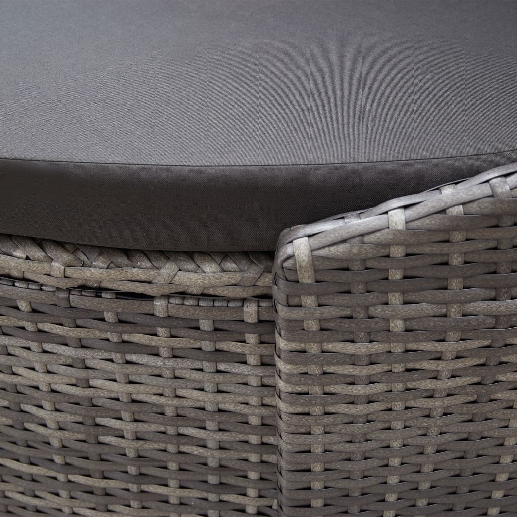 Lettino Prendisole con Baldacchino in Polyrattan Grigio - homemem39