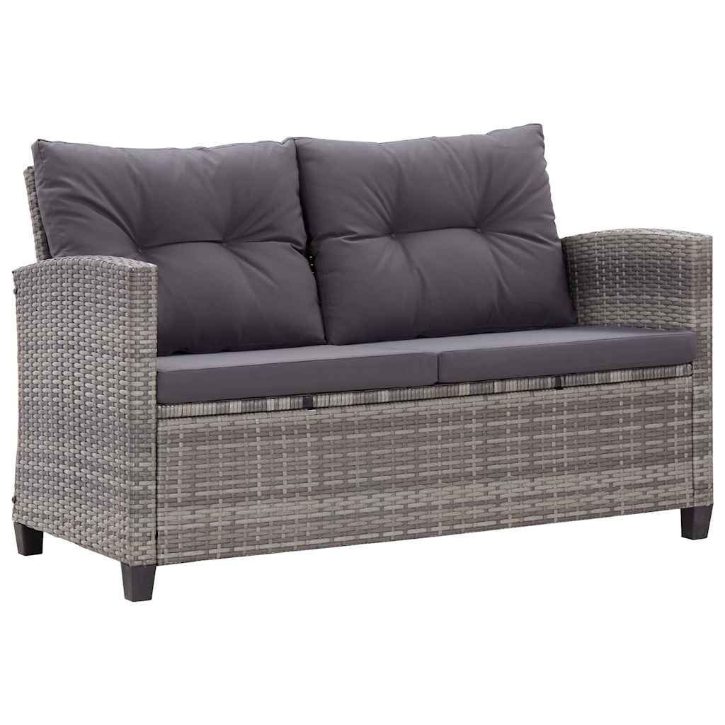 Divano da Giardino 2 Posti con Cuscini Grigio 124 cm Polyrattan | homemem39