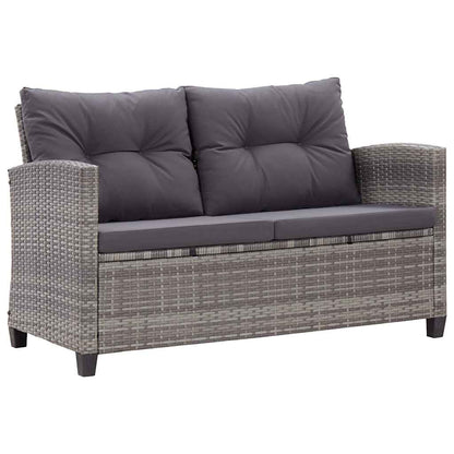 Divano da Giardino 2 Posti con Cuscini Grigio 124 cm Polyrattan | homemem39