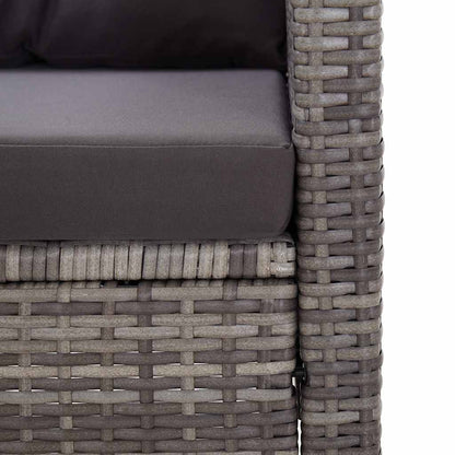 Divano da Giardino 2 Posti con Cuscini Grigio 124 cm Polyrattan | homemem39