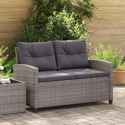 Divano da Giardino 2 Posti con Cuscini Grigio 124 cm Polyrattan