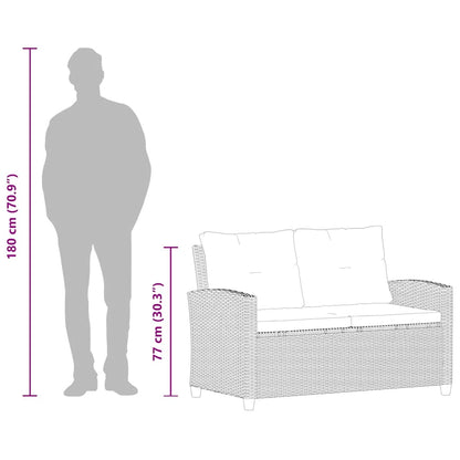 Divano da Giardino 2 Posti con Cuscini Nero 124 cm Polyrattan | homemem39
