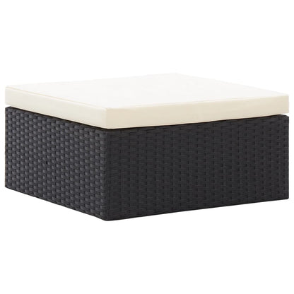 Lettino da Giardino con Tettuccio in Polyrattan Nero - homemem39
