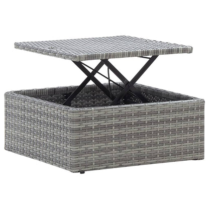 Lettino da Giardino con Tettuccio in Polyrattan Grigio Mélange - homemem39
