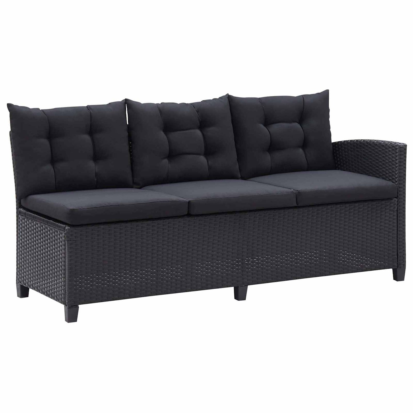 Set di mobili da esterno Nero polyrattan