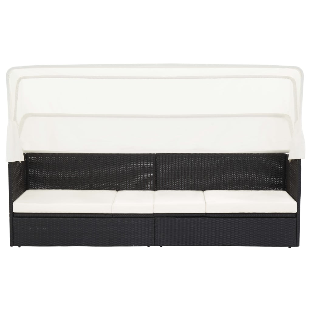 Divano da Giardino con Tettoia in Polyrattan Nero | homemem39