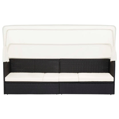 Divano da Giardino con Tettoia in Polyrattan Nero | homemem39