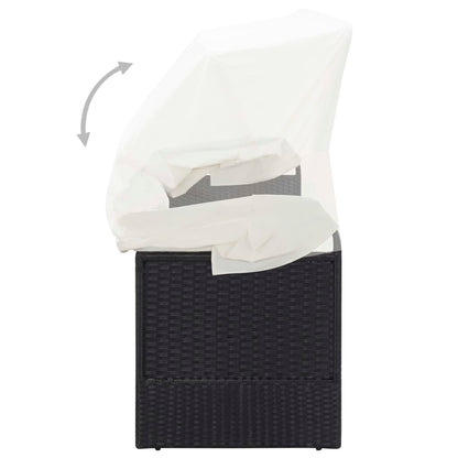Divano da Giardino con Tettoia in Polyrattan Nero | homemem39