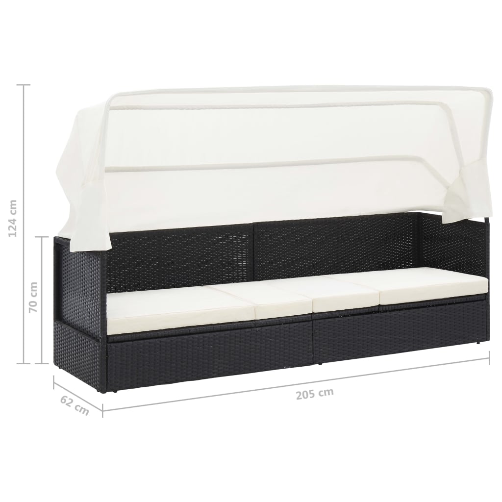 Divano da Giardino con Tettoia in Polyrattan Nero | homemem39