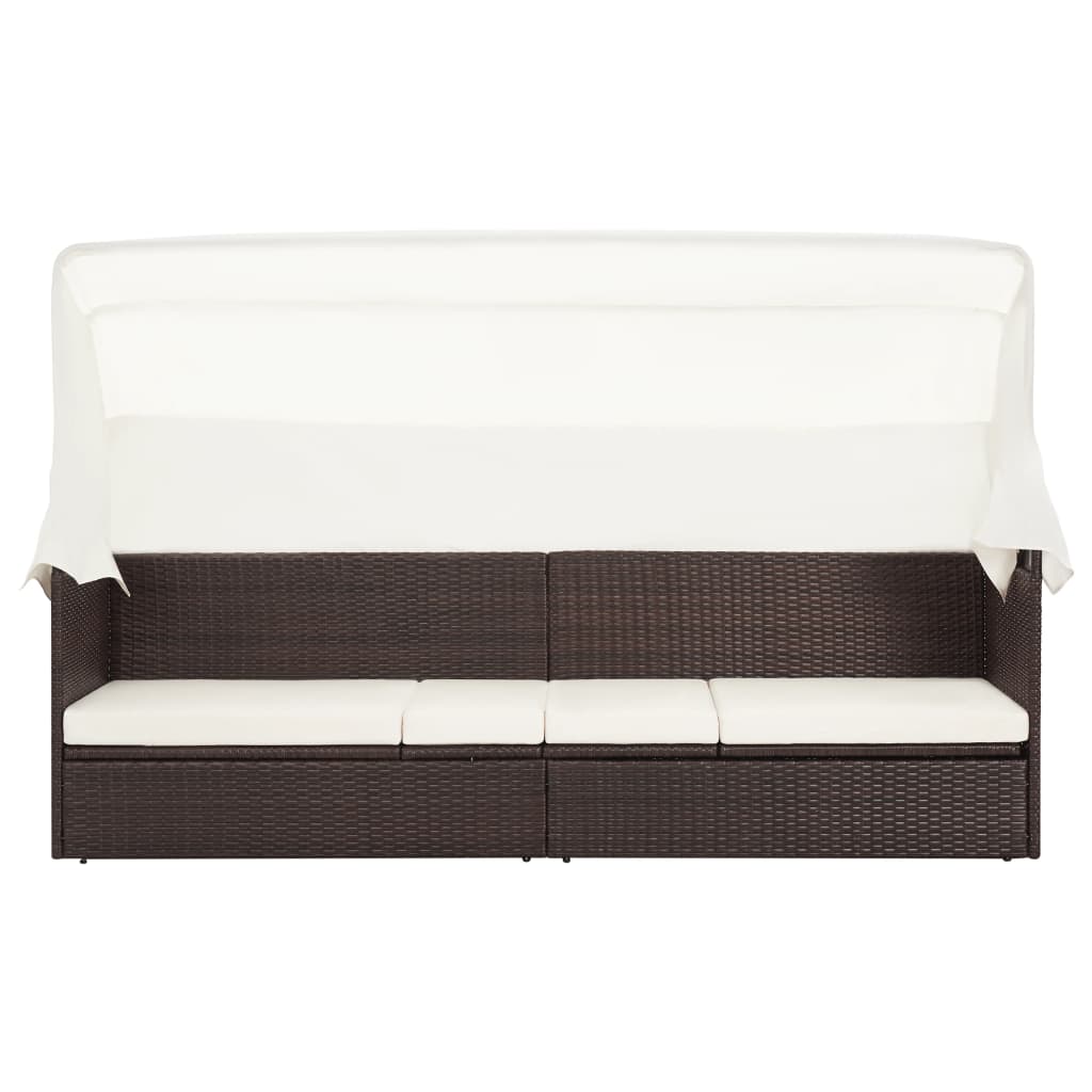 Divano da Giardino con Tettoia in Polyrattan Marrone | homemem39