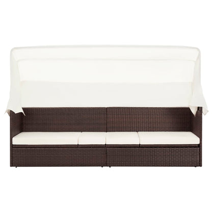 Divano da Giardino con Tettoia in Polyrattan Marrone | homemem39