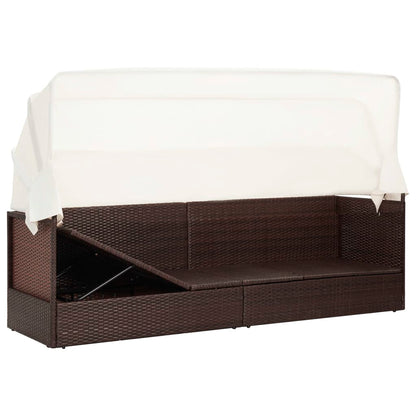 Divano da Giardino con Tettoia in Polyrattan Marrone | homemem39