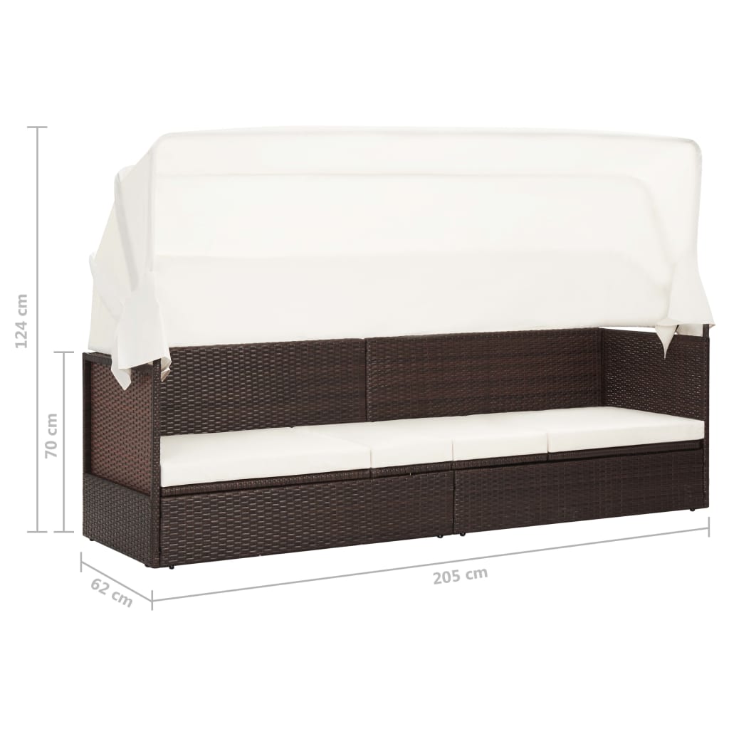 Divano da Giardino con Tettoia in Polyrattan Marrone | homemem39