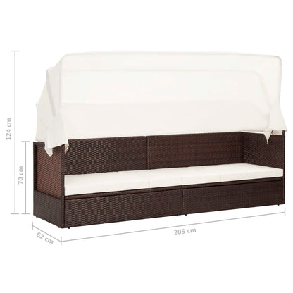 Divano da Giardino con Tettoia in Polyrattan Marrone | homemem39