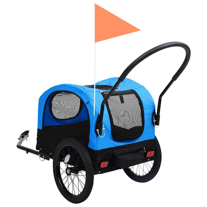 Rimorchio da Bici per Animali Carrello Jogging 2in1 Blu e Nero - homemem39