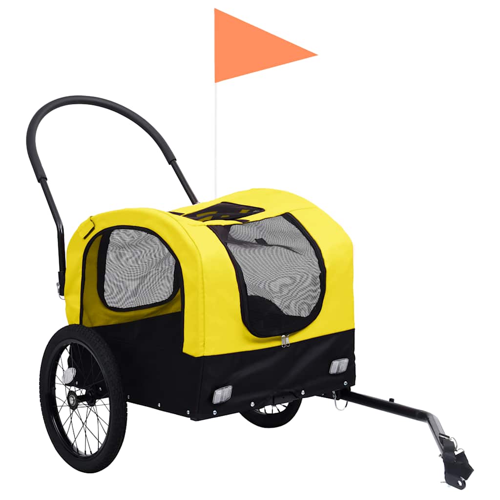 Rimorchio Bici per Animali Carrello Jogging 2in1 Giallo e Nero